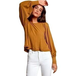 Free People Billie Balloon Sleeve Blouse Size Small Perfect for Fall